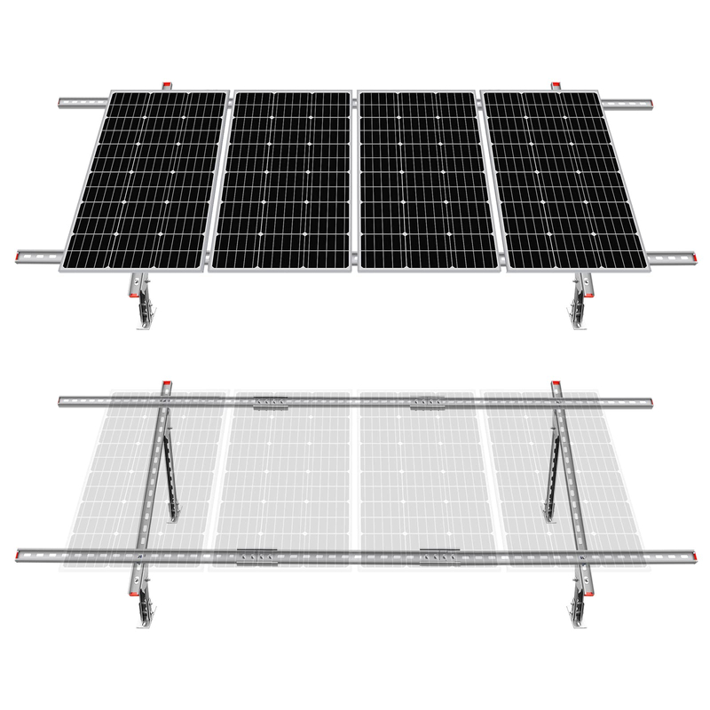 Umweltfreundliches, verstellbares, wasserdichtes, mehrteiliges Solarpanel-Montagehalterungs-Kit-System für 1–4 Solarmodule