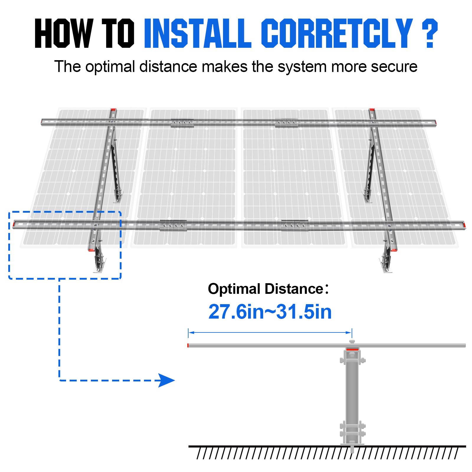 Umweltfreundliches, verstellbares, wasserdichtes, mehrteiliges Solarpanel-Montagehalterungs-Kit-System für 1–4 Solarmodule