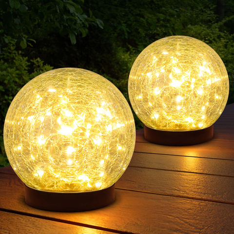 Außen-/Innenbereich, warmweiß, weiß, buntes Licht, runde Form, aus Glas gefertigt, kleine dekorative Solarlampe für Garten, Hof