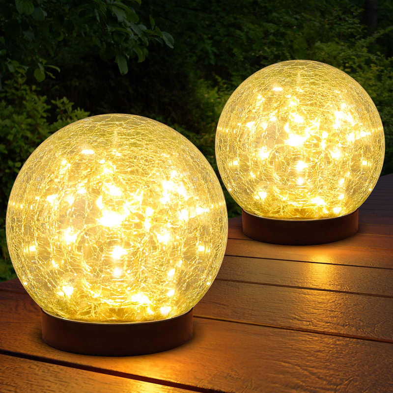 Außen-/Innenbereich, warmweiß, weiß, buntes Licht, runde Form, aus Glas gefertigt, kleine dekorative Solarlampe für Garten, Hof